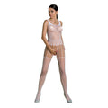 Bodystocking Passion ECO BS001 One Size white, with access, imitation garters, floral decor