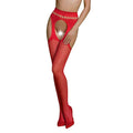 Erotic bodystocking tights Passion ECO S002 red, with access, geometric weave