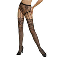 Erotic bodystocking tights Passion ECO S004 black, closed panties, decorative elements, garters