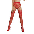 Erotic bodystocking tights Passion ECO S004 red, closed panties, decor, garters
