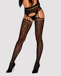 Mesh stockings under leopard Obsessive Garter stockings S817 S/M/L, imitation of garters, with add
