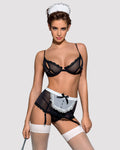 Erotic maid costume Obsessive Maidme set 5pcs L/XL, bra, belt with apron, stockings, str