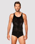 Men's translucent tank top with a pattern Obsessive T103 tank top S/M/L, black