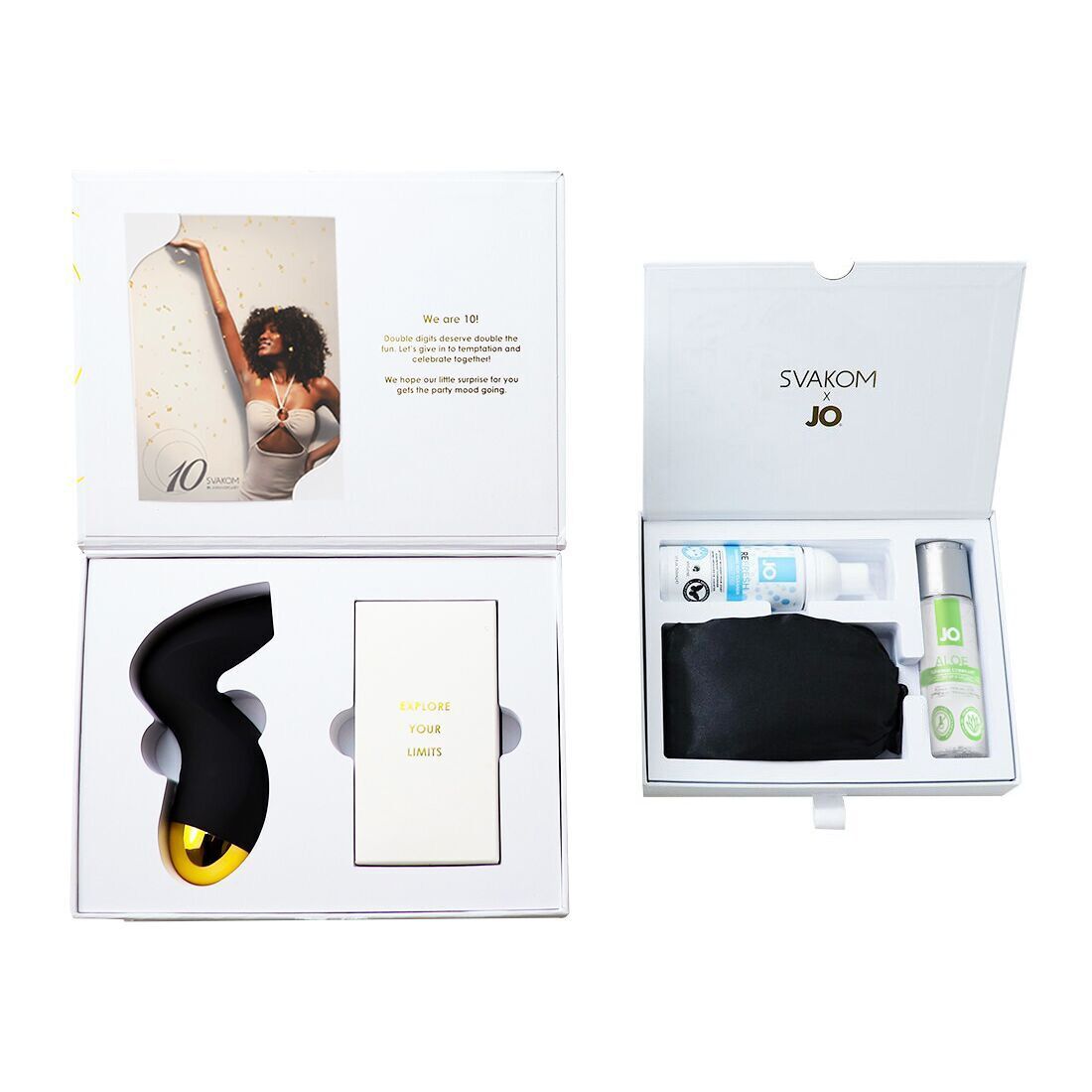 Svakom Anniversary Box Gift Set: vacuum stimulator, ribbons, mask, lubricant, spray