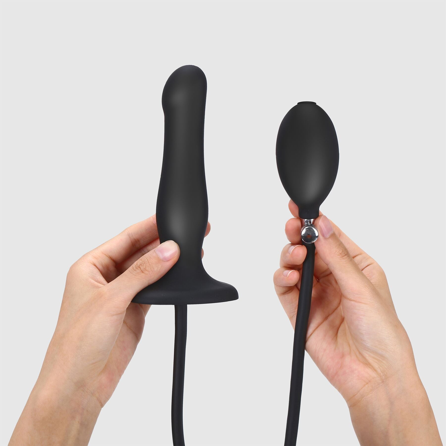 Inflatable Strap-On-Me DILDO PLUG - BLACK, with an inner ball, diameter up to 6 cm