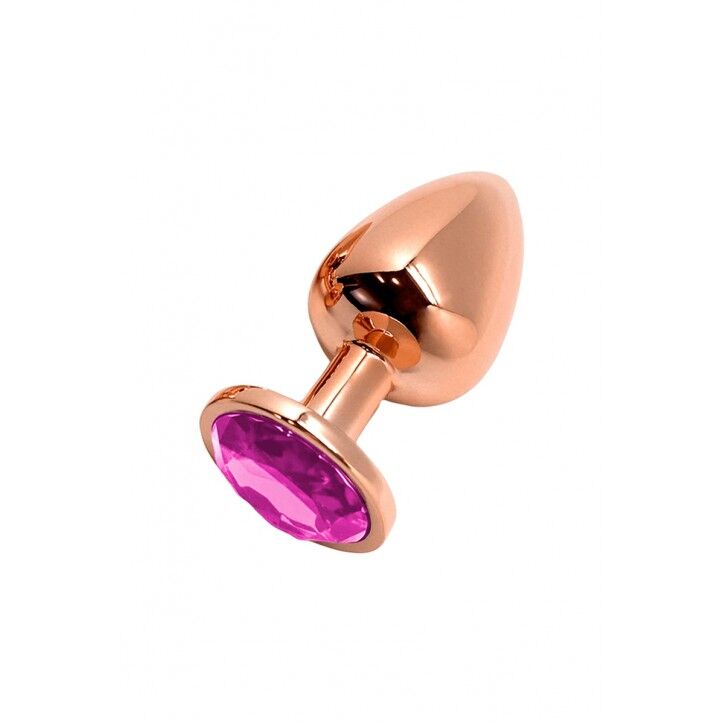 Wooomy Tralalo Rose Gold Metal Plug Magenta S, diameter 2.8 cm, length 7 cm