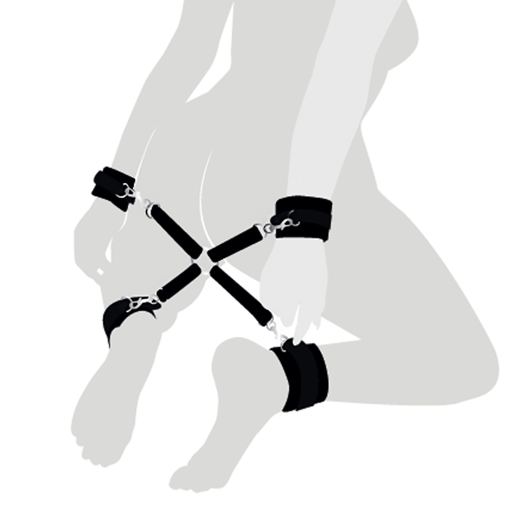 Art of Sex Leather Cross Strap – 4-Way Connector, Black