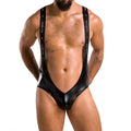 Men's Open Bodysuit Passion 027 BRUNO S/M Black, latex look, with straps