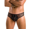 Men's briefs with lacing Passion 035 SLIP RICHARD XXL/XXXL Black, eco-leather, mesh