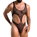 Men's Mesh Bodysuit Passion 040 LEON L/XL Black, mesh, elastic bands
