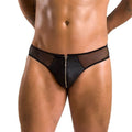 Men's Zip Briefs Passion 042 SLIP TIMMY L/XL Black, eco-leather, mesh