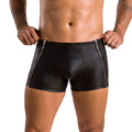 Men's Leather Boxers with Zippers Passion 049 SHORT MATT XXL/XXXL Black