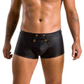 Men's Leather Boxers with Flap Passion 050 SHORT PATRICK S/M Black