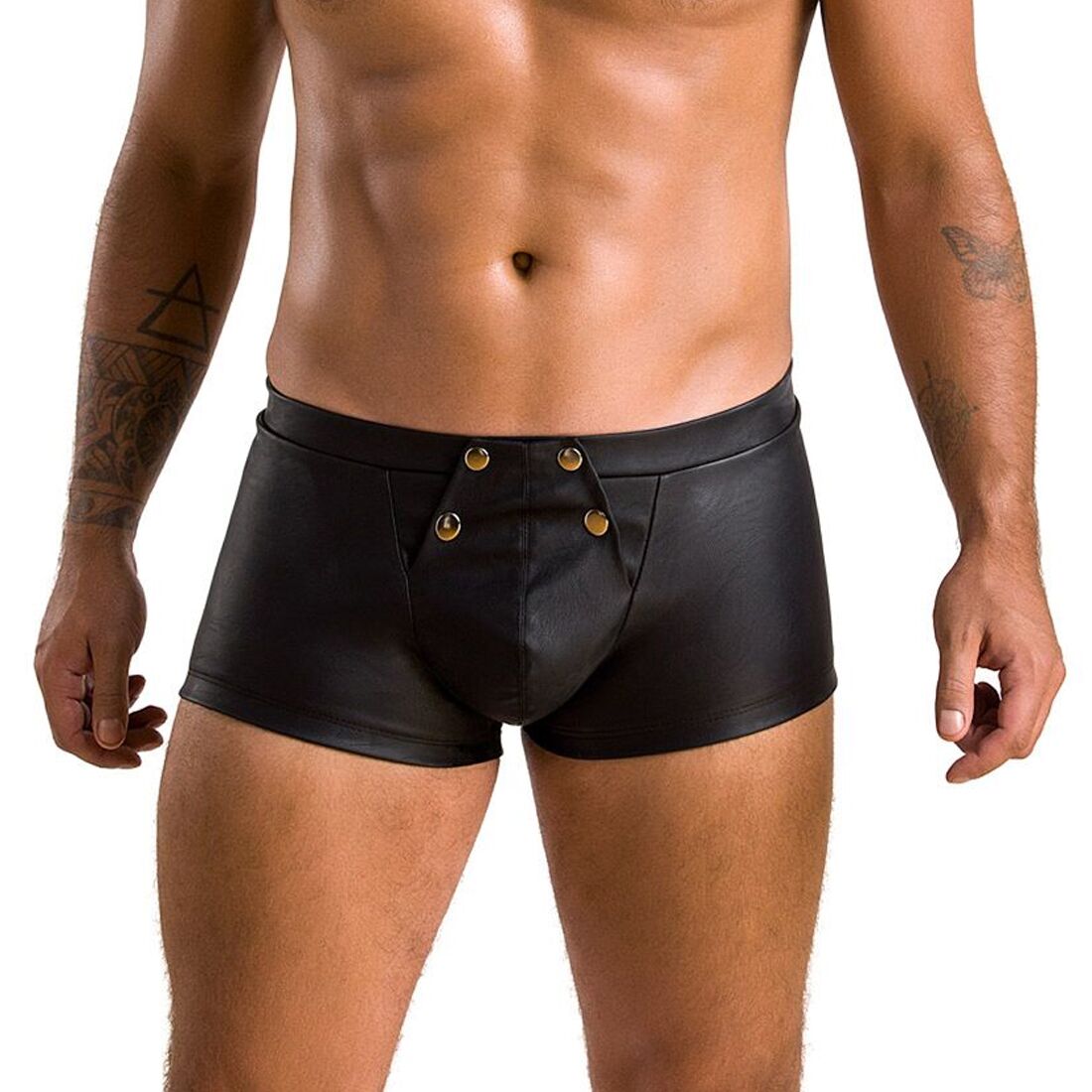 Men's Leather Boxers with Flap Passion 050 SHORT PATRICK S/M Black