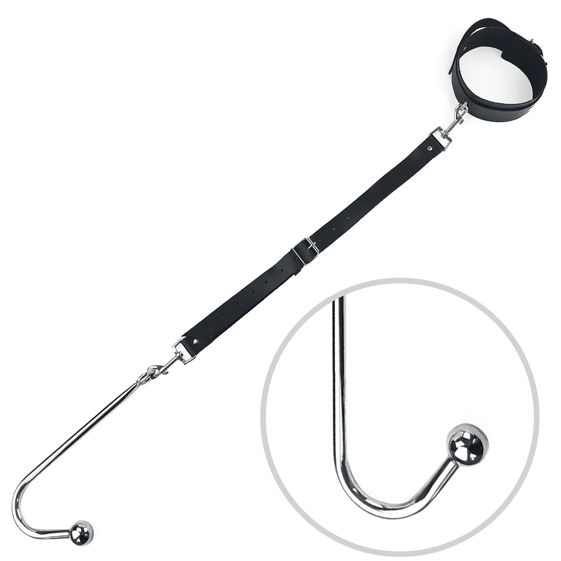 Anal hook with natural leather collar Art of Sex - Anal hook, Black