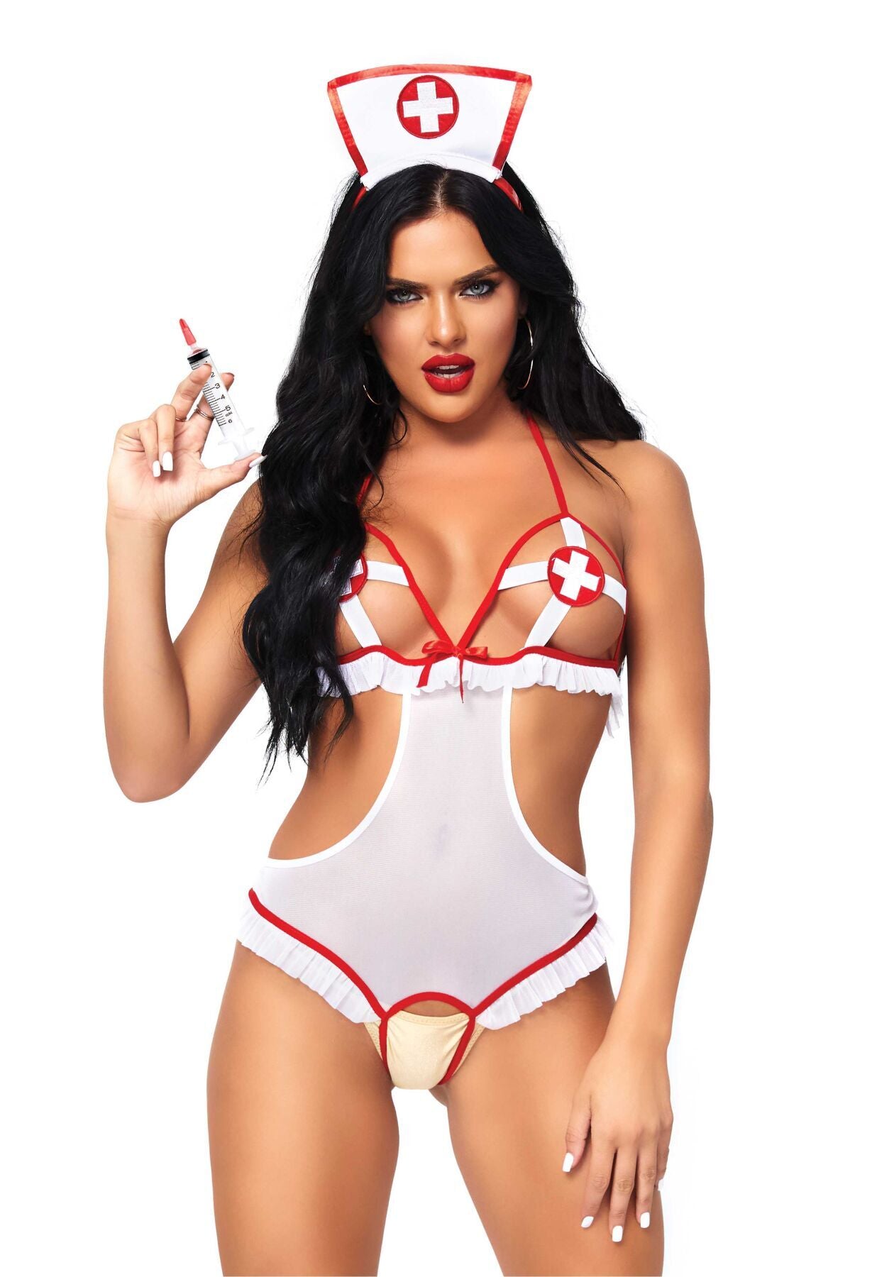 Leg Avenue Naughty Nurse Costume, one size, bodysuit and hat
