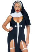 Leg Avenue Sultry Sinner Nun Costume L, dress, headpiece, collar