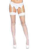Fishnet Stockings with Seam Leg Avenue Backseam Thigh Highs White, one size