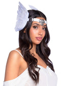 Leg Avenue Feather Headband White with wings, feathers and genuine leather