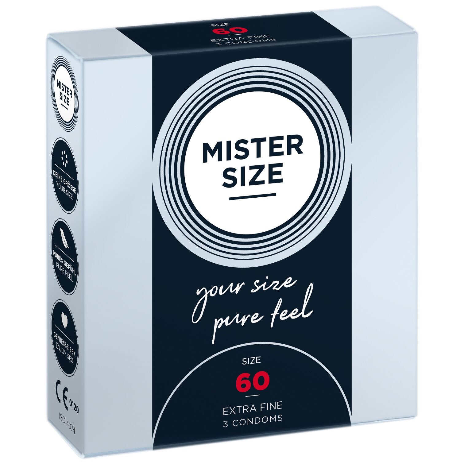 Mister Size condoms - pure feel - 60 (3 condoms), thickness 0.05 mm