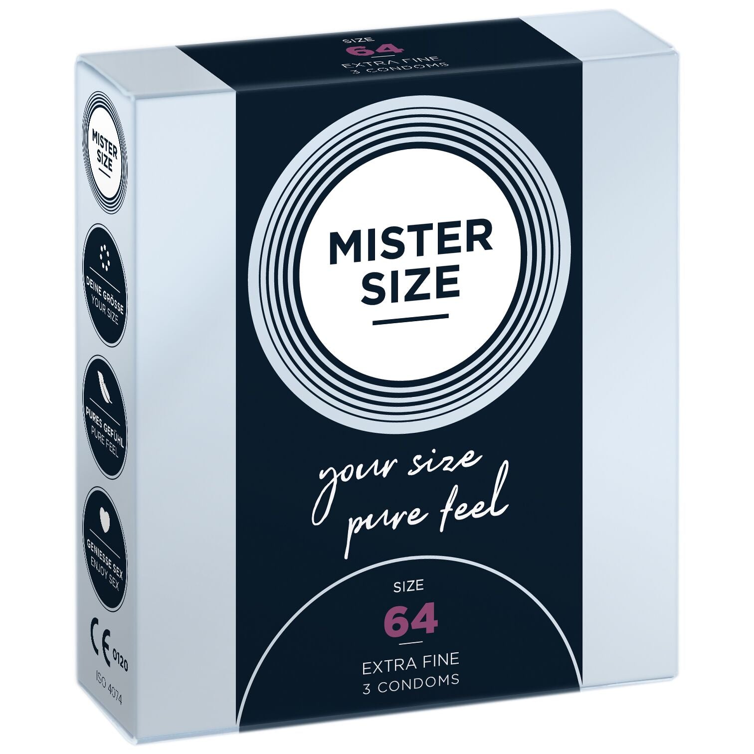 Mister Size condoms - pure feel - 64 (3 condoms), thickness 0.05 mm