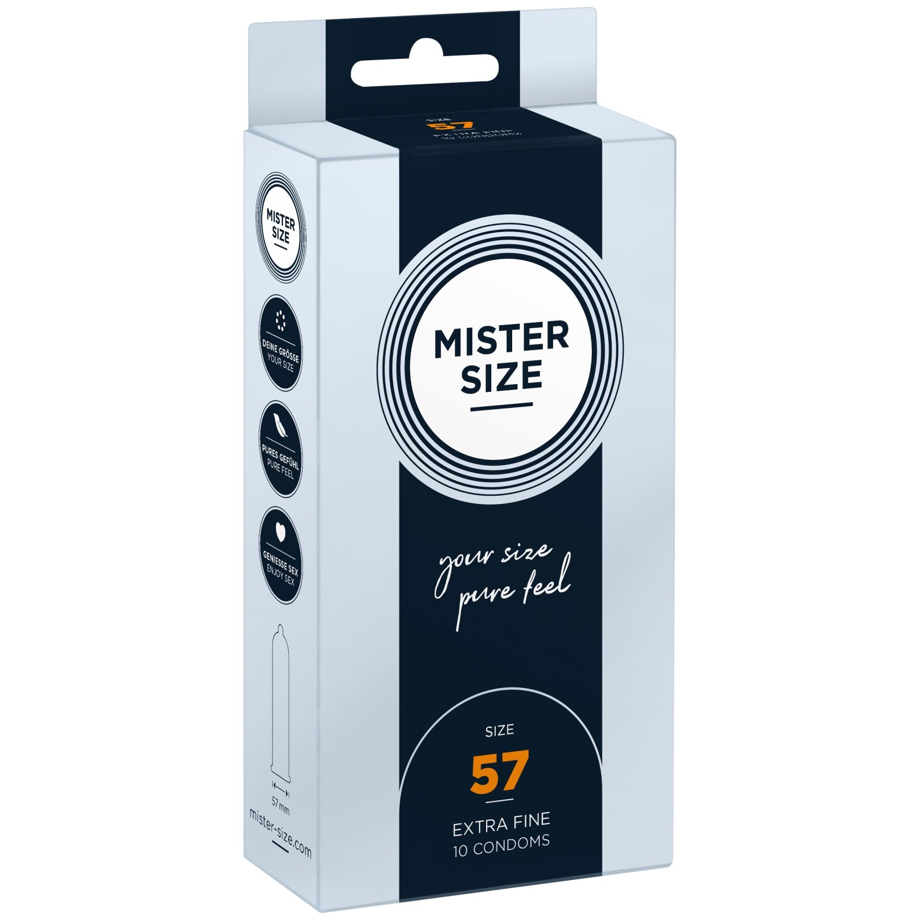 Mister Size Condoms - pure feel - 57 (10 condoms), thickness 0.05 mm