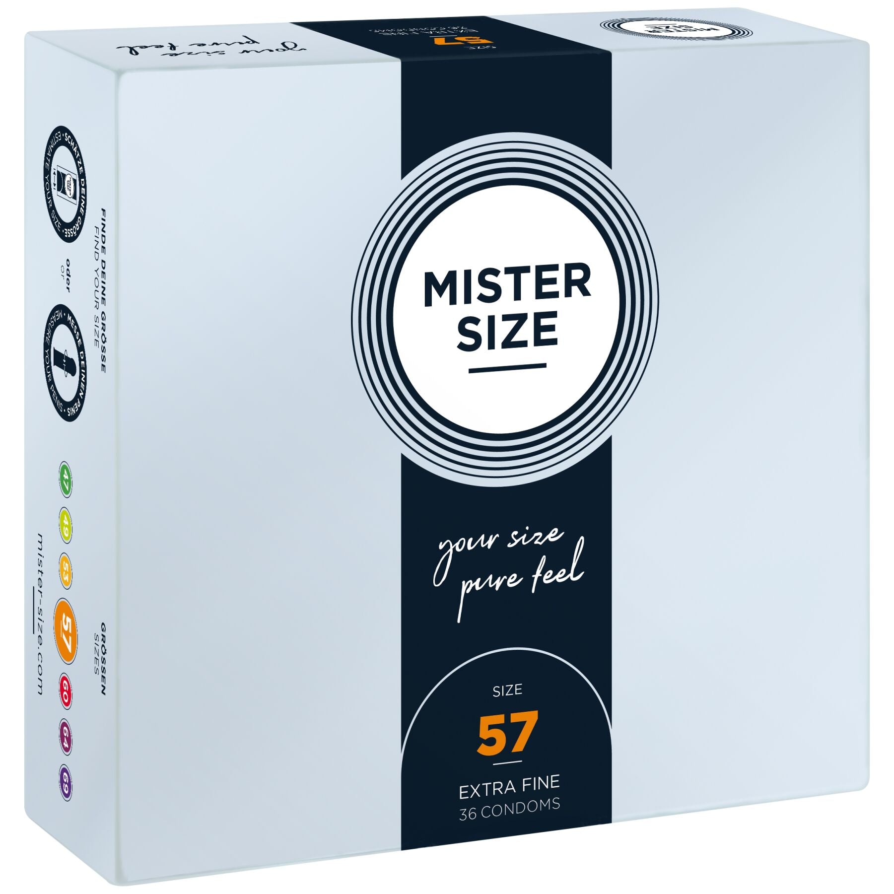 Mister Size condoms - pure feel - 57 (36 condoms), thickness 0.05 mm