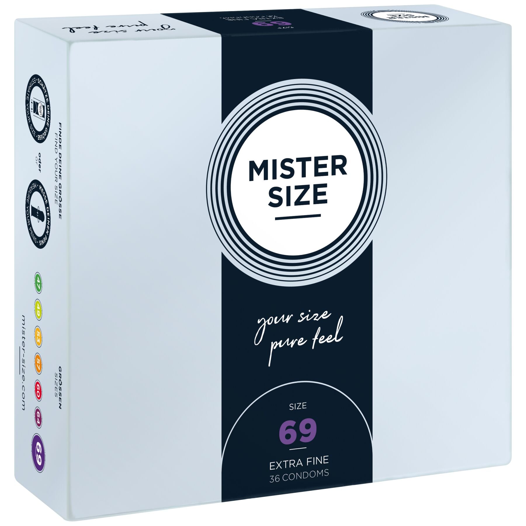 Condoms Mister Size - pure feel - 69 (36 condoms), thickness 0.05 mm