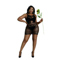 Bodystocking Dress Moonlight Plus Model 01 XL-XXXL Black, mini, sleeveless