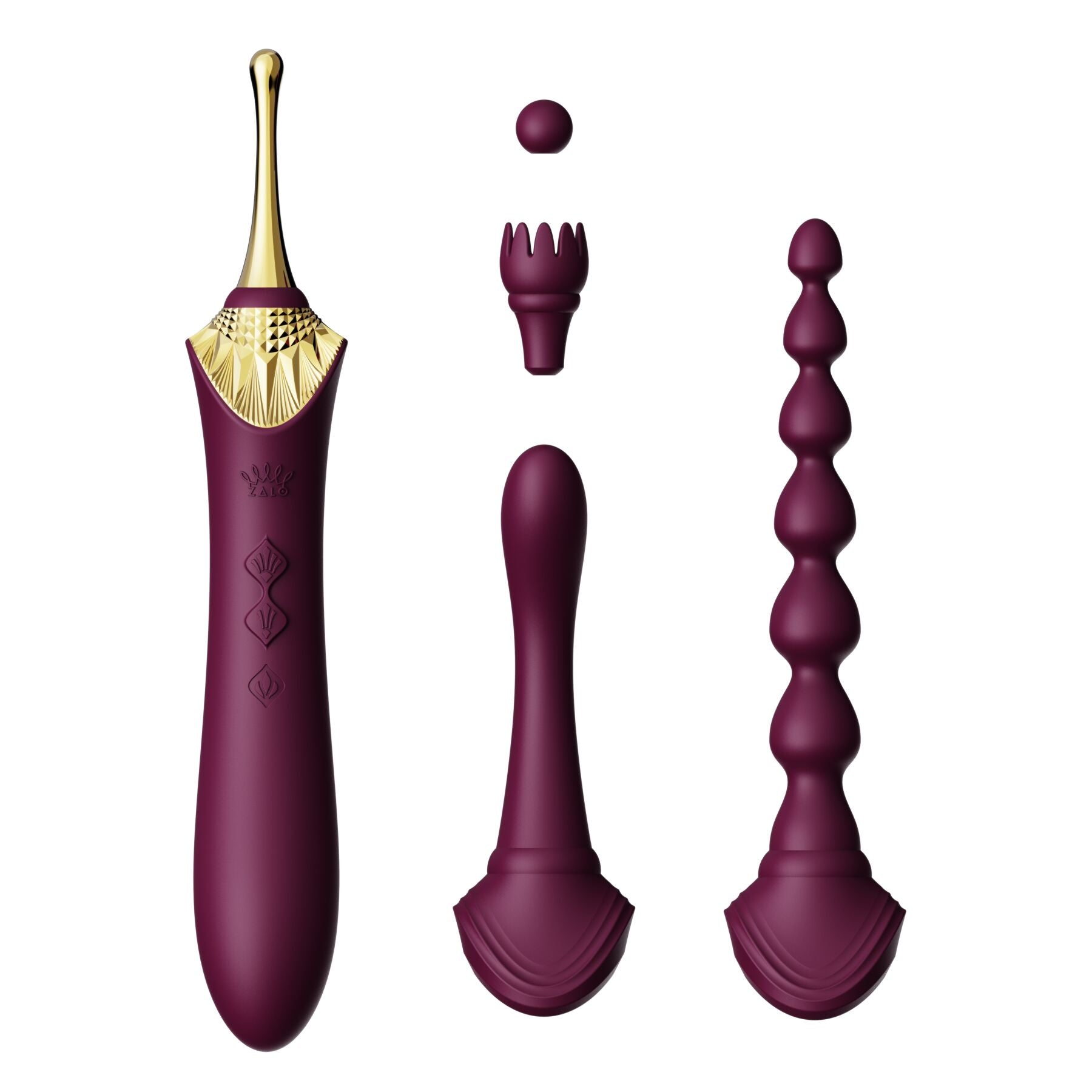 Zalo Multifunctional Vibrator - Bess 2 Velvet Purple, 4 attachments, heating