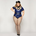 Erotic Policewoman Costume JSY "Naughty Katt" Plus Size, blue, bodysuit, policewoman's hat