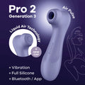 Satisfyer Pro 2 Generation 3 Vacuum Clitoral Stimulator with Liquid Air Connect App Lilac