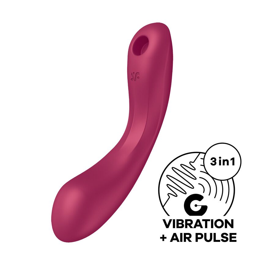 Vacuum Stimulator with Vibration Satisfyer Curvy Trinity 1 Red, 3-in-1 Toy