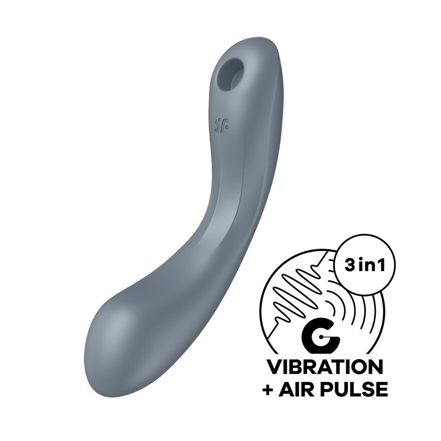 Satisfyer Curvy Trinity 1 Bluegrey Vacuum Vibrator, 3-in-1 Toy