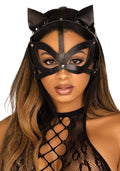 Leg Avenue Vegan Leather Studded Cat Mask Black