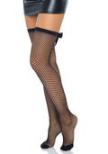 Leg Avenue Bow Back Seam Thigh Highs, One Size, Black, satin bow