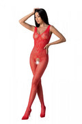 Bodystocking with wings Passion BS098 One Size, red, medium mesh, open access