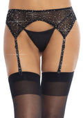 Leg Avenue Rhinestone Garterbelt Black One Size