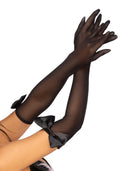 Leg Avenue Opera length bow top gloves Black, sheer