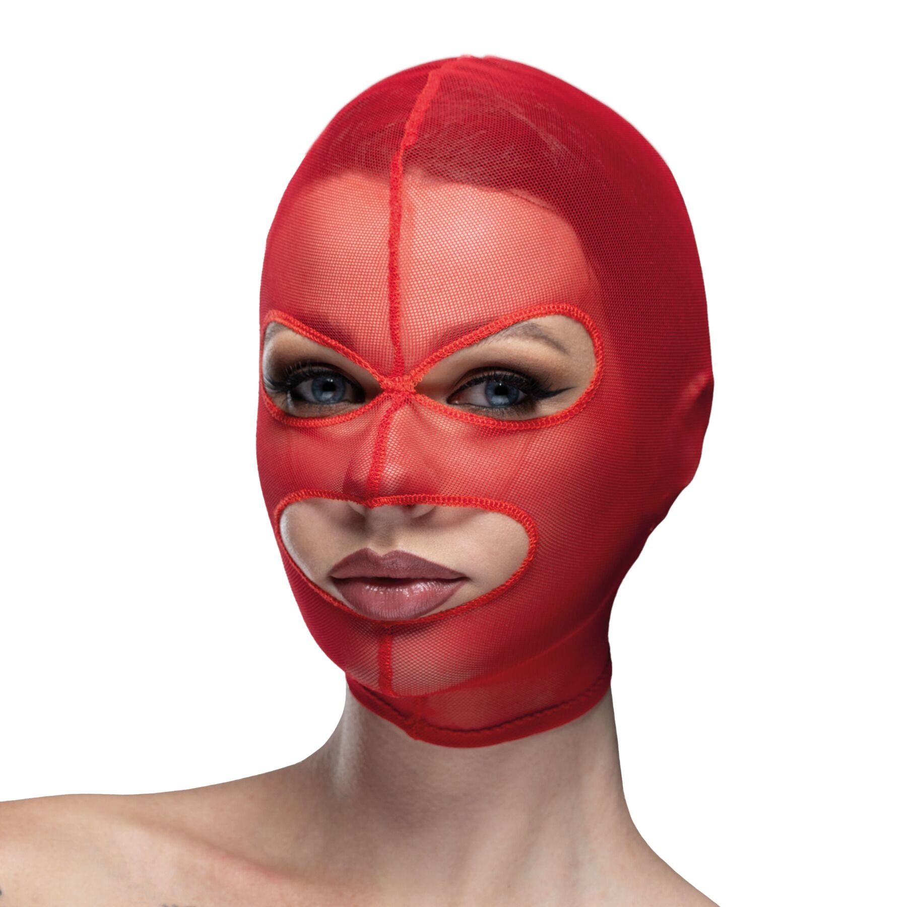 Mesh Mask with Open Mouth and Eyes Feral Feelings - Mask Red