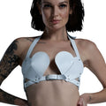 Hearts Bra in genuine leather Feral Feelings - Hearts Bra White
