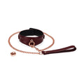 Leather collar with leash Liebe Seele Wine Red Curved Collar, heart-shaped lock