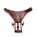 Leather vibrator panties Liebe Seele Wine Red Forced Orgasm Strop, fully adjustable