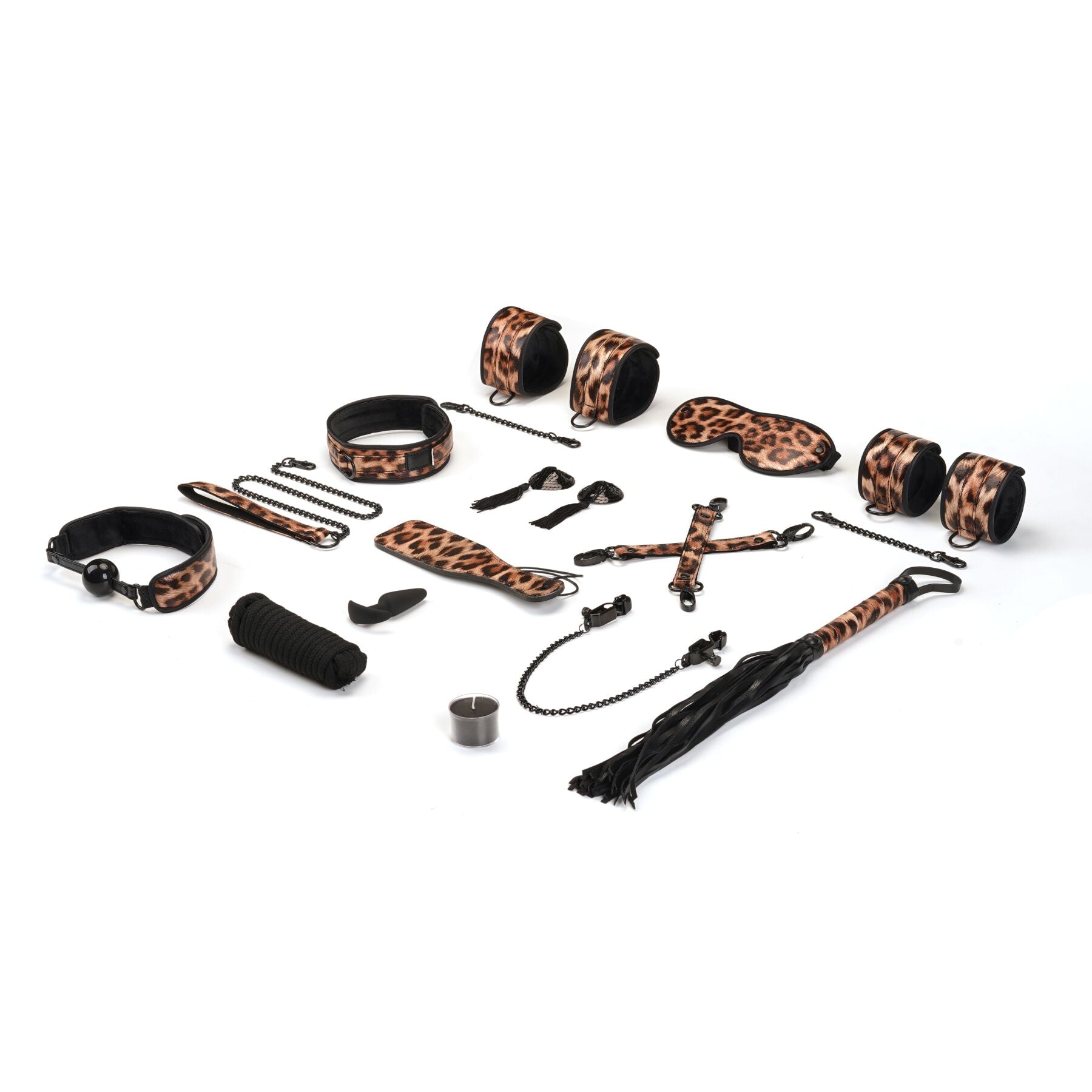BDSM Set Liebe Seele Leopard Print 13pcs Set, 13 items