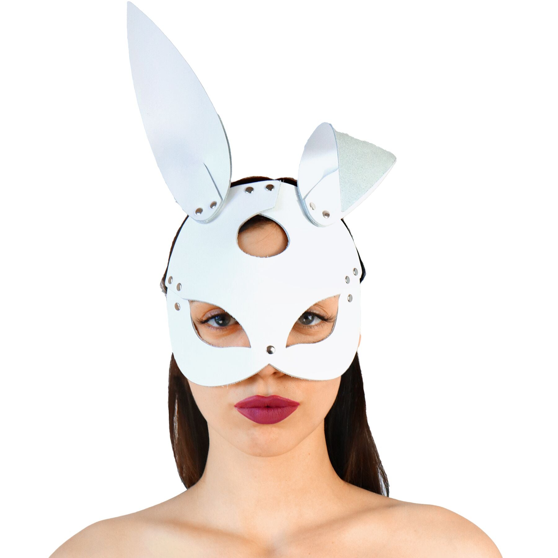 Leather mask Art of Sex - Bunny mask, color White