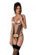 Passion MARINA CORSET, S/M, beige, open cup