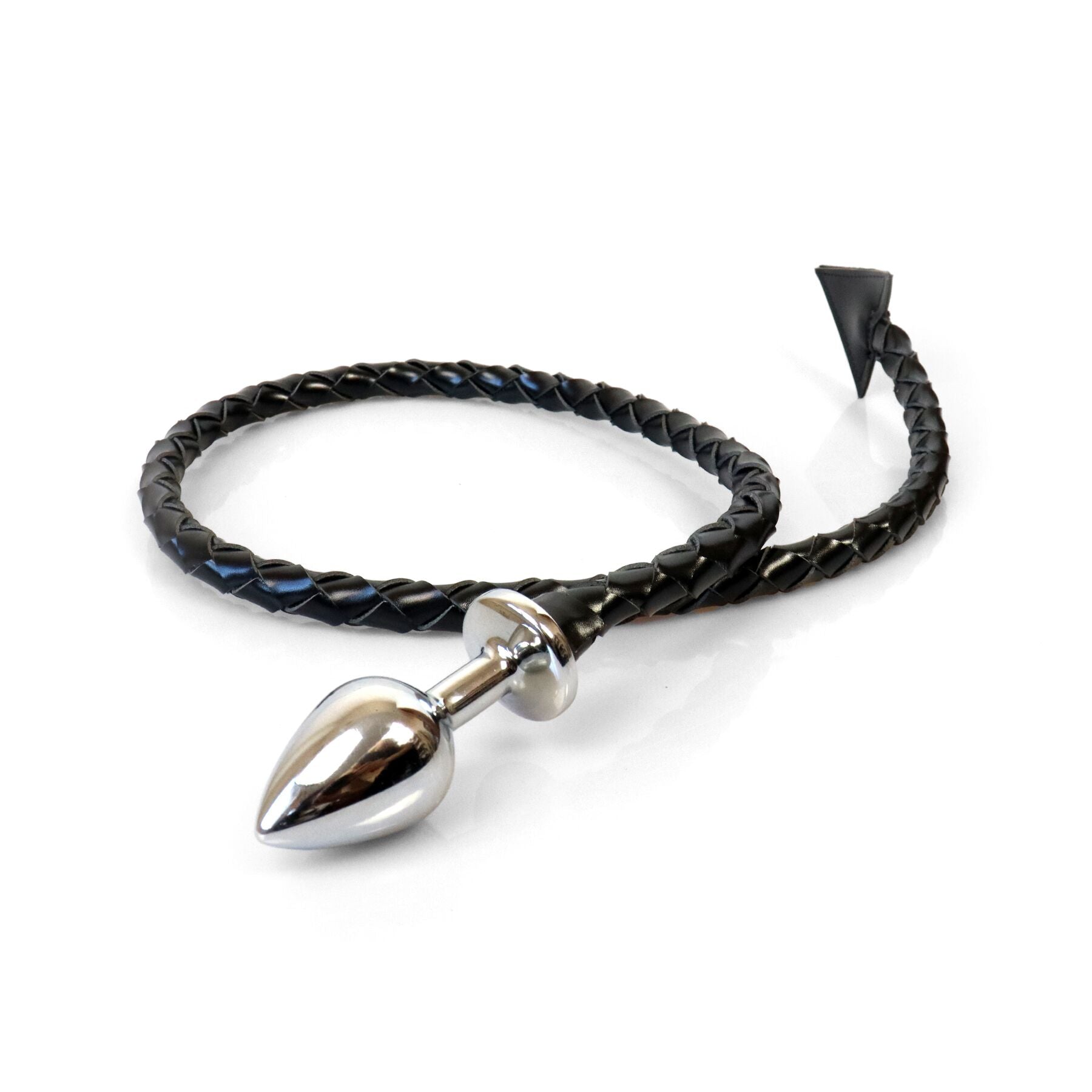 Metal Anal Plug M with Devil's Tail Art of Sex - Succubus, eco-leather, black