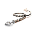 Metal Anal Plug M with Devil Tail Art of Sex - Succubus, eco-leather, black/gold