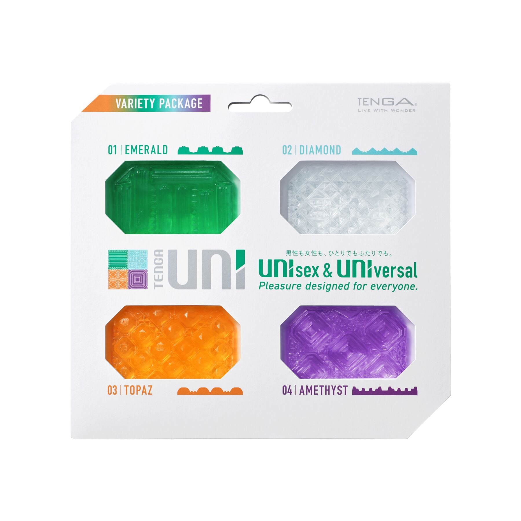 Набір унісекс-стимуляторів Tenga UNI Variety Pack (4 шт), лубрикант у комплекті