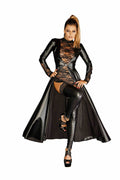 Wet Look Trench Coat Noir Handmade F128C Powerwetlook gown coat, S